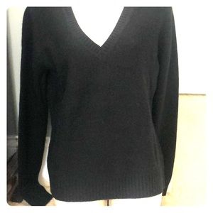Cashmere barely worn black v-neck sweater .